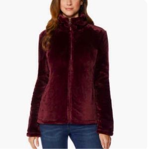 32 Degrees Heat Women's Maroon Faux Fur Jacket- Small